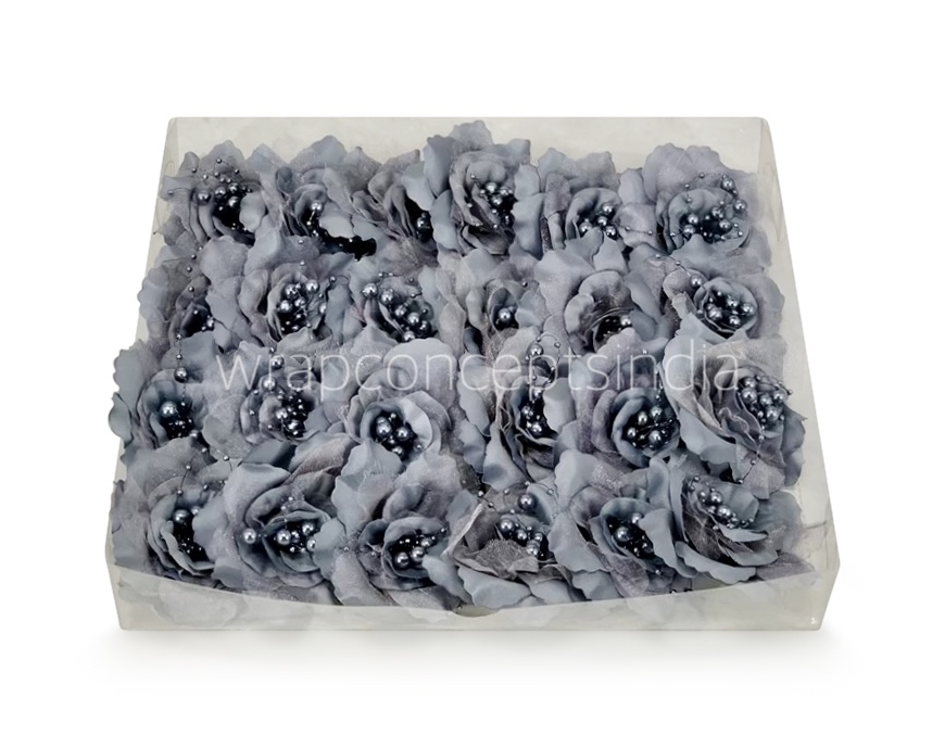 Grey Rose With Pearls Center