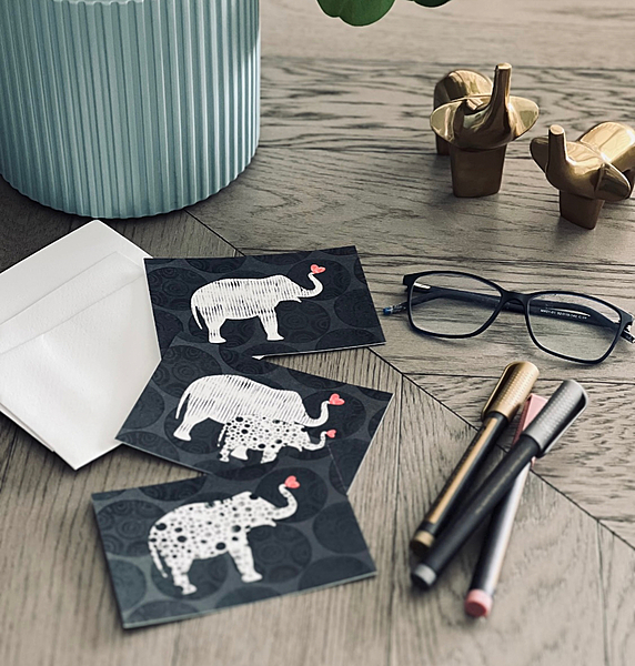 GREY ELE FLAT CARDS