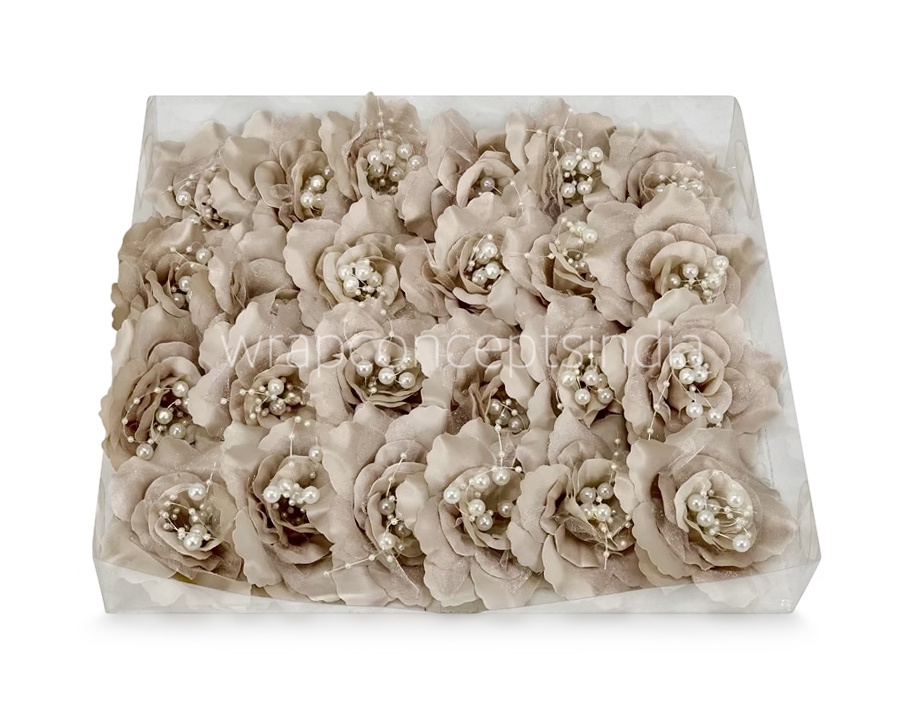 Beige Gold Rose With Pearls Center