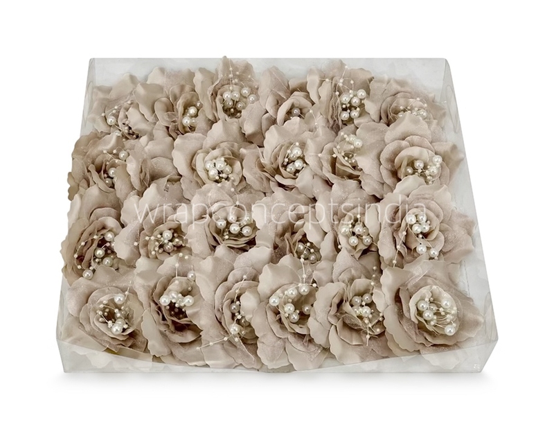Beige Gold Rose With Pearls Center