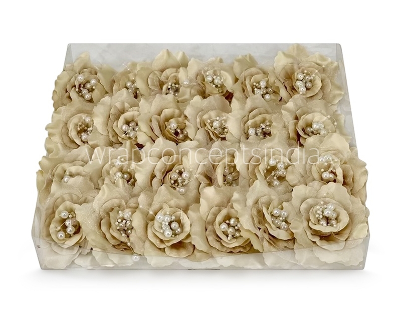 Champagne Rose With Pearls Center