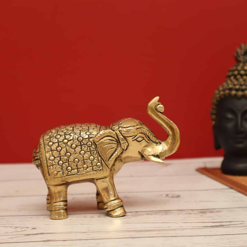 Brass Exquisite Elephant Sculpture - 3.4 Inch Height - Perfect for Home Decor and Gift Giving