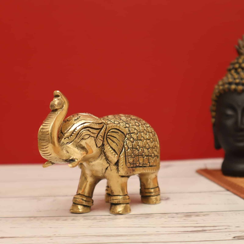Brass Exquisite Elephant Sculpture - 3.4 Inch Height - Perfect for Home Decor and Gift Giving