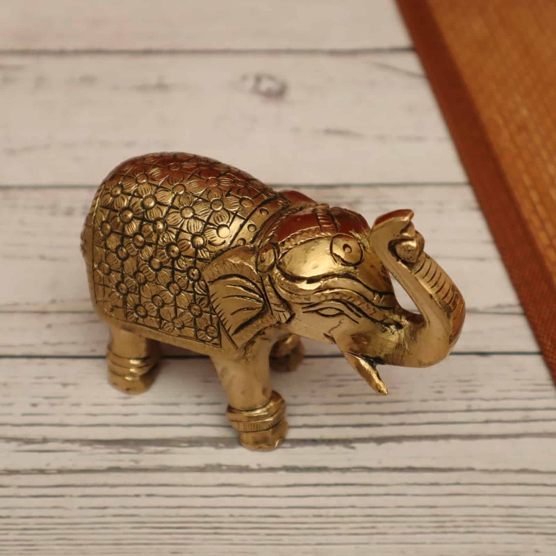 Brass Exquisite Elephant Sculpture - 3.4 Inch Height - Perfect for Home Decor and Gift Giving