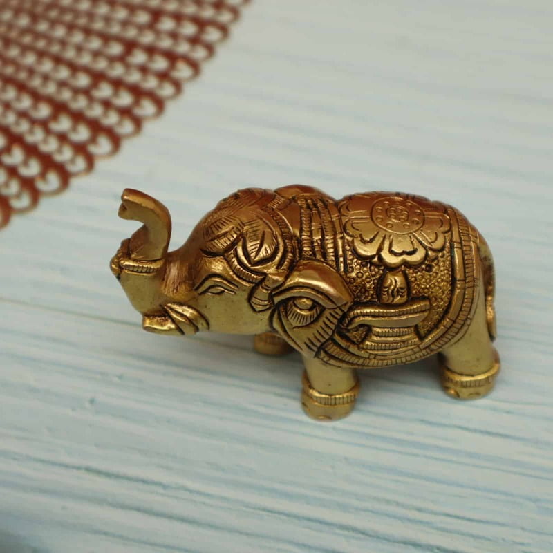 Brass Majestic Elephant Sculpture - 2.65 Inch Height - Ideal for Home Decor and Collectors!