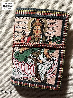 Kaagaz Handcrafted Pocket Notebook | 'Saraswati' Print | A Light Shade of Red