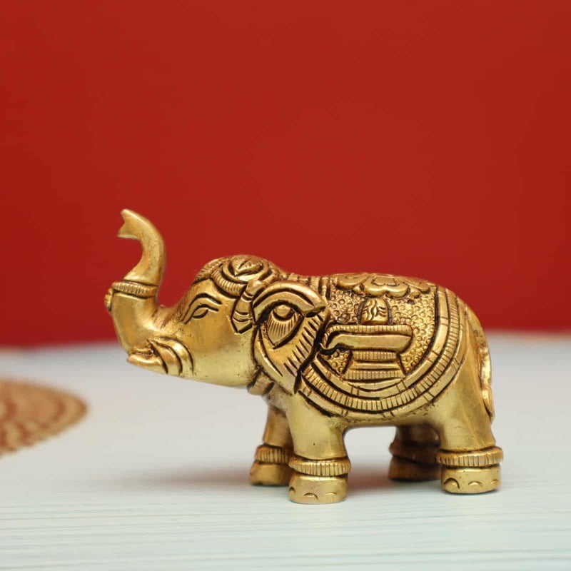 Brass Majestic Elephant Sculpture - 2.65 Inch Height - Ideal for Home Decor and Collectors!