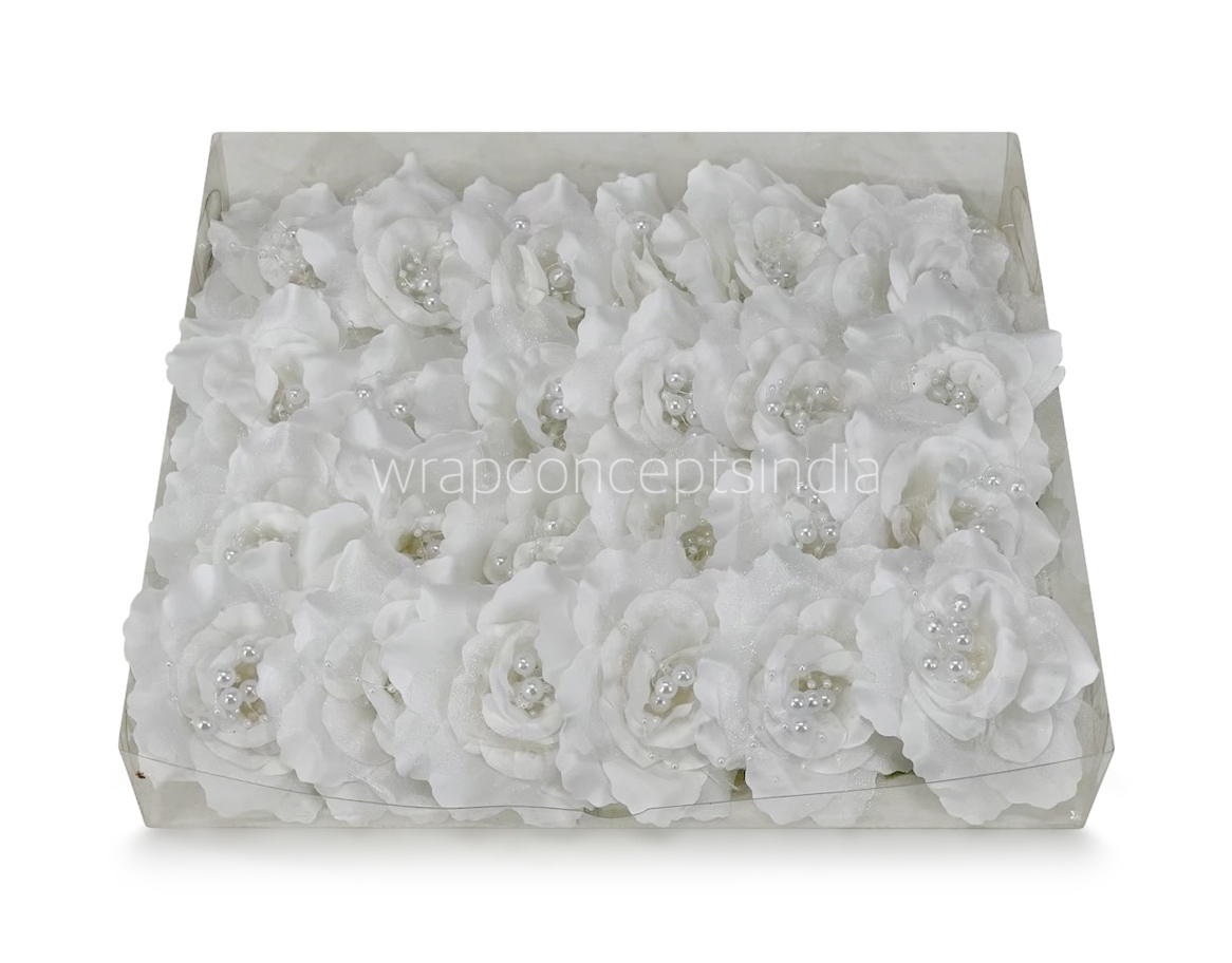 White Rose With Pearls Center