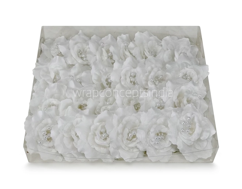 White Rose With Pearls Center
