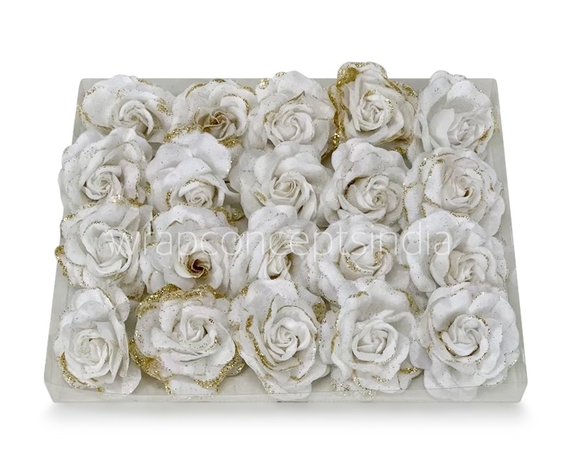 White Rose with Glittered Petals