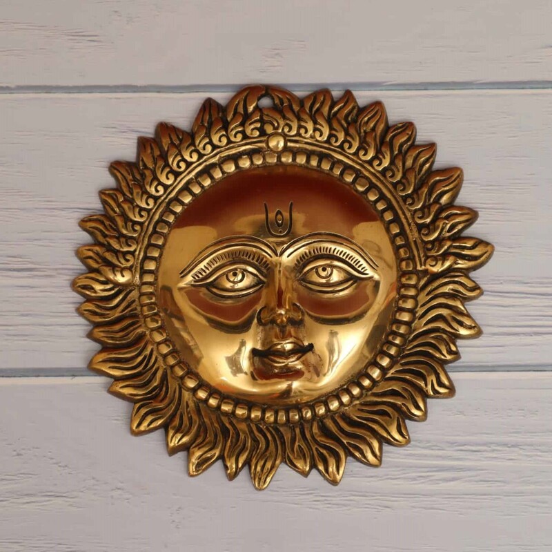 Brass Radiant Wall Hanging Sun - 10.3 Inch Height - Captivating Decor for Your Home!