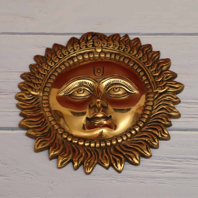 Brass Radiant Wall Hanging Sun - 10.3 Inch Height - Captivating Decor for Your Home!