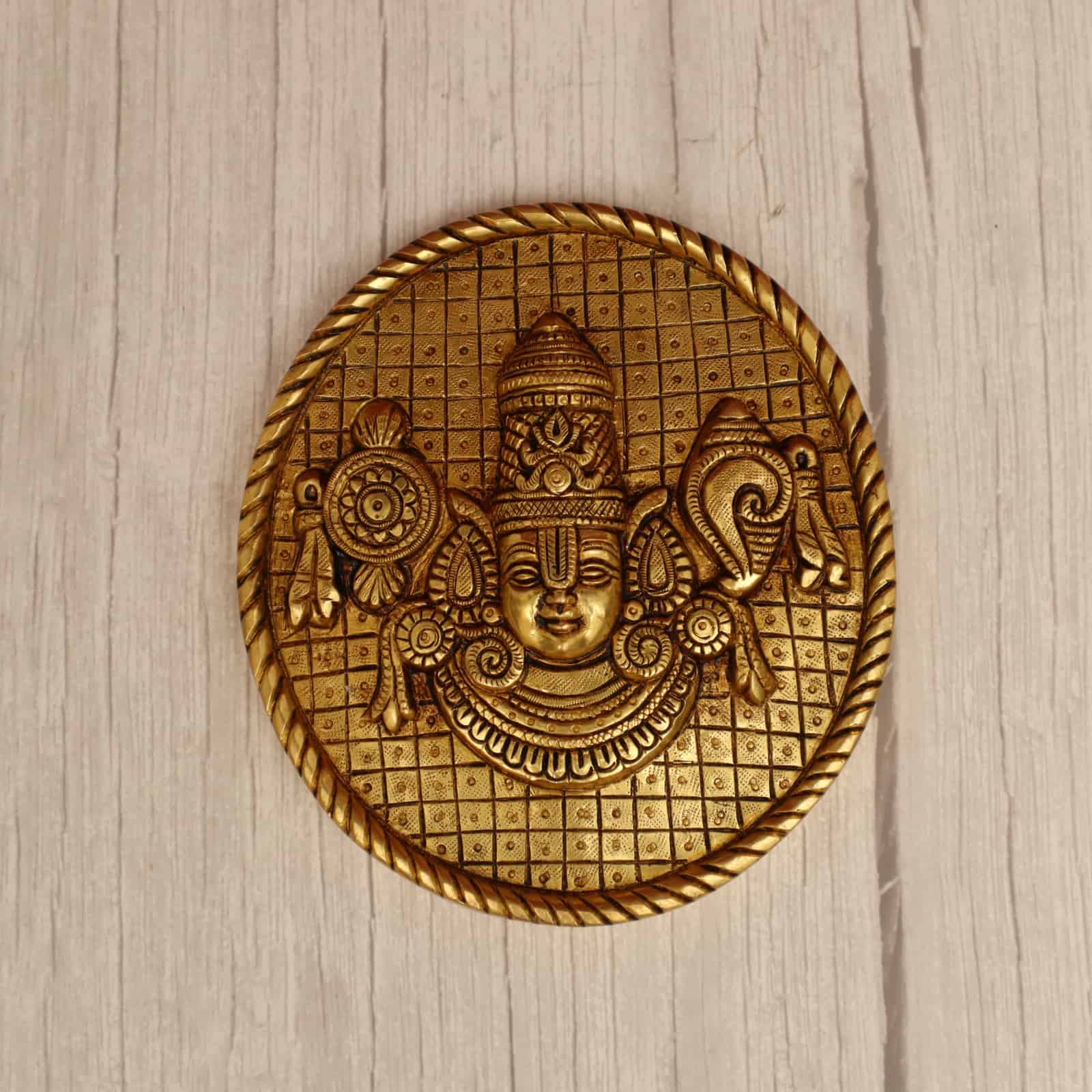 Brass Sacred Wall Hanging Balaji - 7.4 Inch Height - Divine Decor for Spiritual Ambiance!