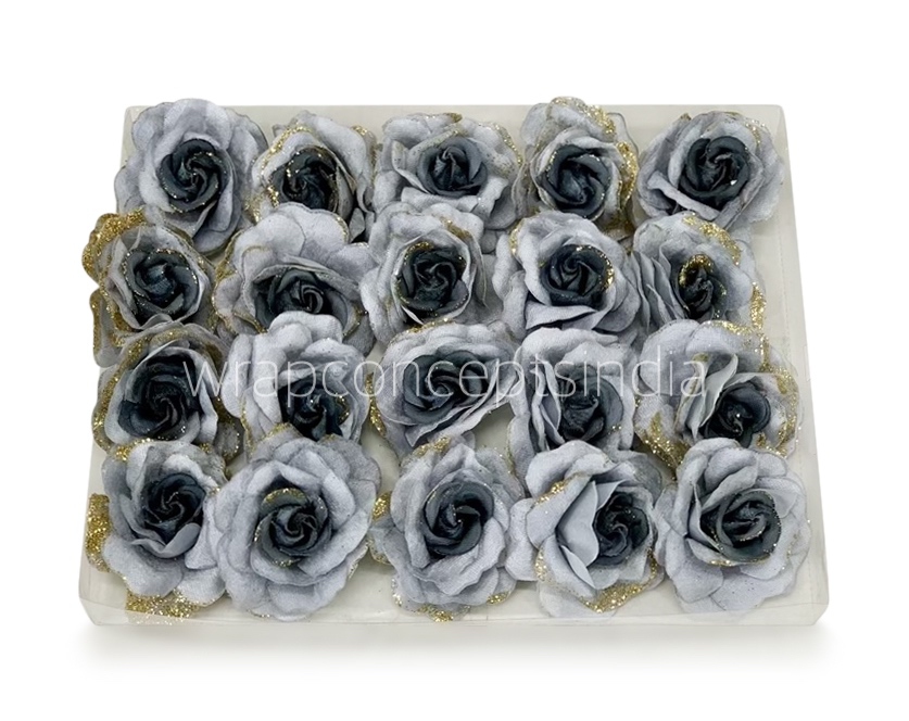 Shaded Grey Rose with Glittered Petals
