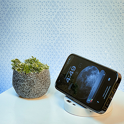 Wireless Charger "Bolt" with Mobile Stand and Bamboo Top