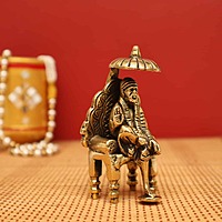 Brass Shirdi Sai Baba Idol - 3.8 inch Height | Serene Brass Shirdi Sai Baba Statue for Devotees