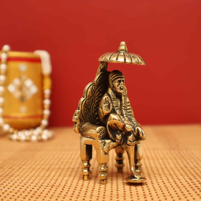 Brass Shirdi Sai Baba Idol - 3.8 inch Height | Serene Brass Shirdi Sai Baba Statue for Devotees