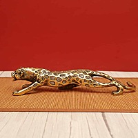 Brass Majestic Cheetah Sculpture - 11.5 Inch Length - Eyecatching Decor for Wildlife Enthusiasts!