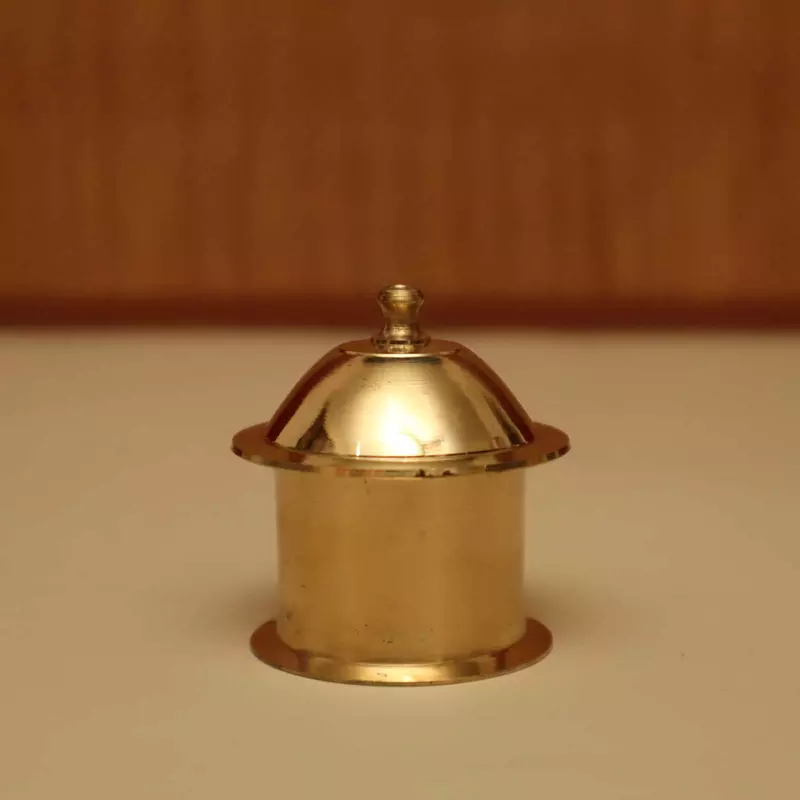 Brass Exquisite Sindoor Dani/Kumkum Box Plain - Elegant Accessory for Women