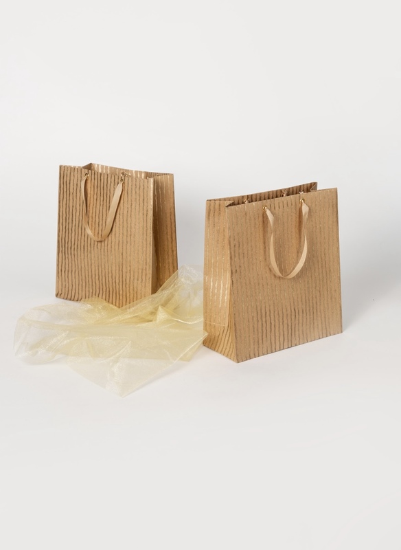 SET OF 2 BROWN STRIPE MEDIUM BAGS