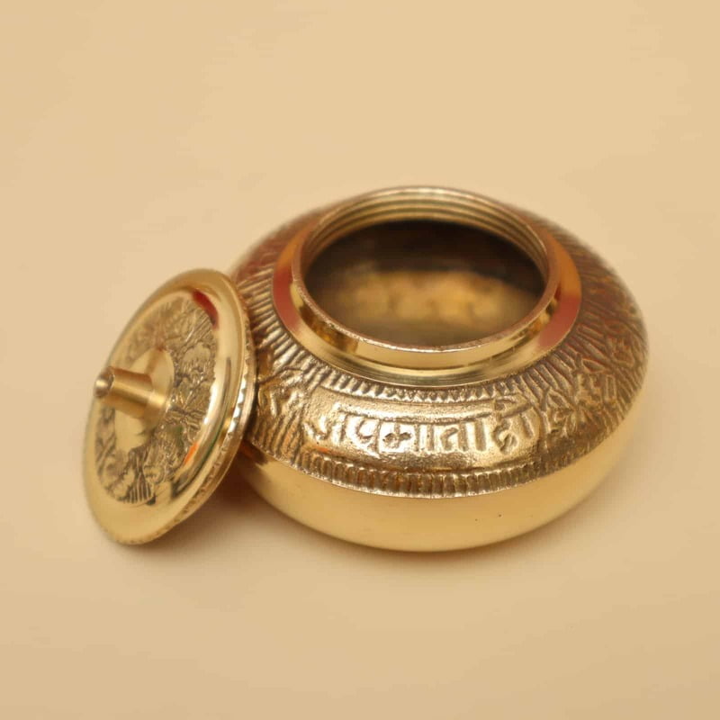 Brass Stylish Embossed Sindoor Dani/Kumkum Box - Perfect Accessory for Women