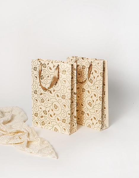 SET OF 2 GOLD ROSE VERTICAL BAGS