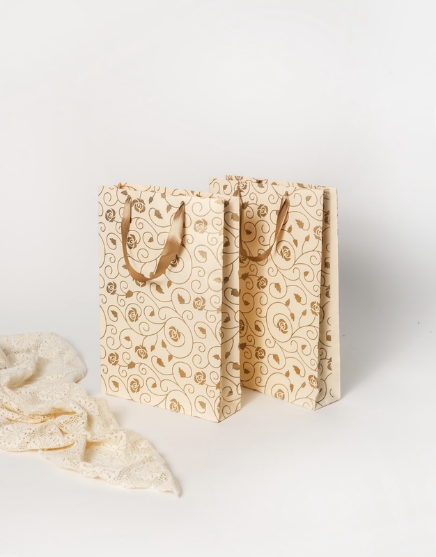 SET OF 2 GOLD ROSE VERTICAL BAGS
