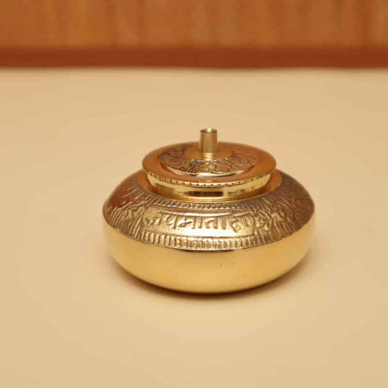 Brass Stylish Embossed Sindoor Dani/Kumkum Box - Perfect Accessory for Women