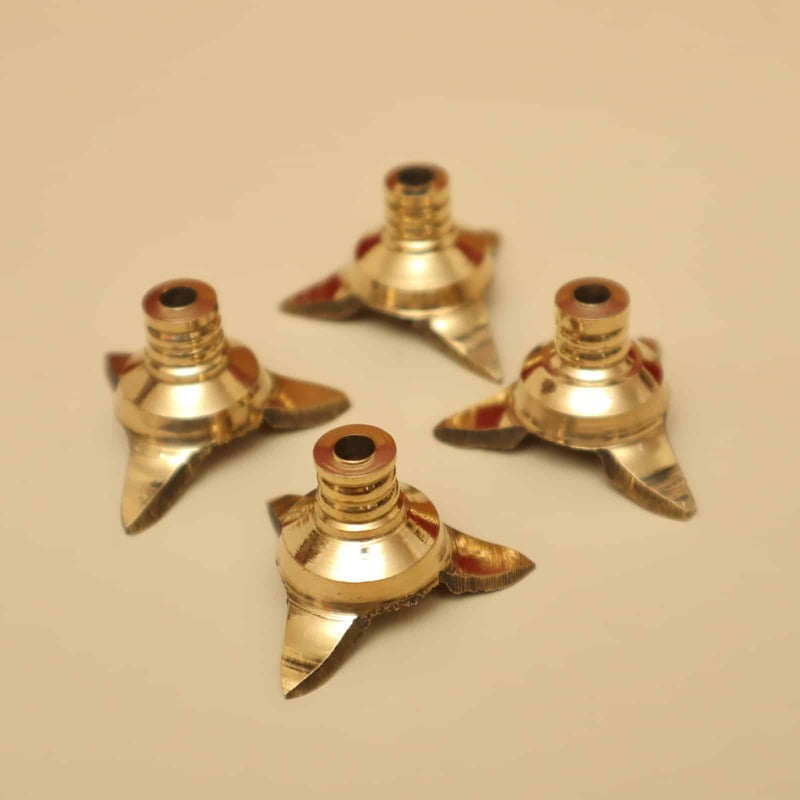Brass Premium Lavanga Cotton Wick Holder - Set of 4 - Perfect for Diya Lighting