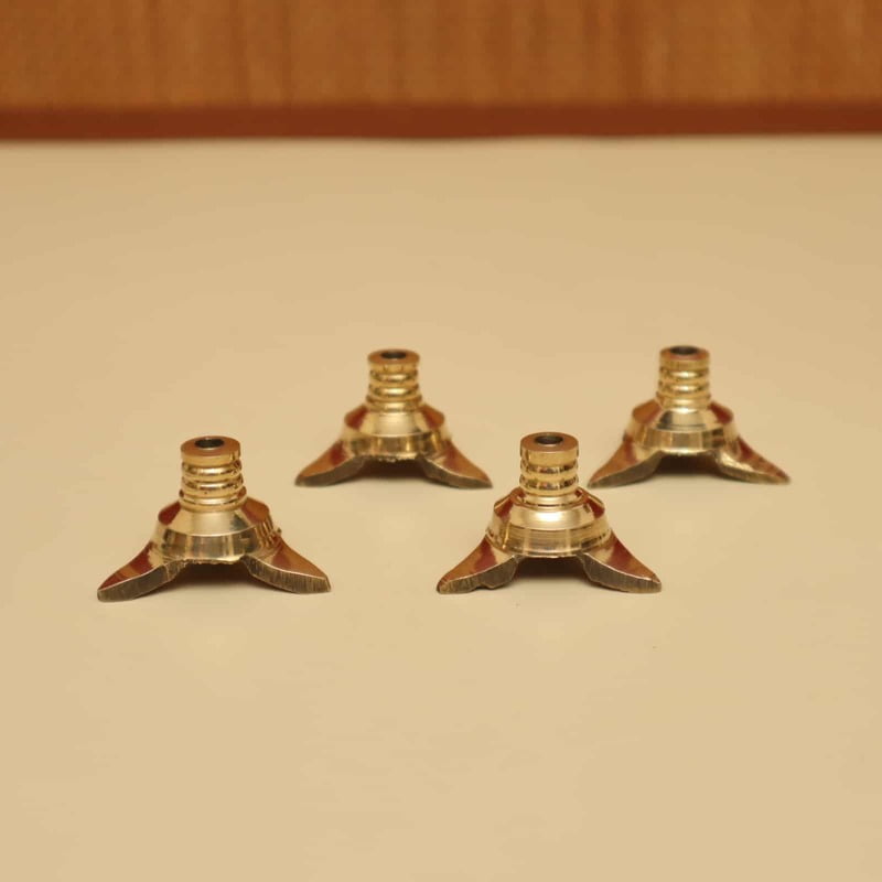 Brass Premium Lavanga Cotton Wick Holder - Set of 4 - Perfect for Diya Lighting