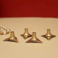 Brass Exquisite Lavanga Cotton Wick Holder Set - Set of 4 - Enhance Your Diya Lighting Experience