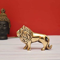 Brass Regal Small Lion Statue - 2.5 Inch Height | Perfect for Home Decor and Collectors