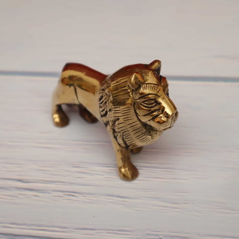 Brass Regal Small Lion Statue - 2.5 Inch Height | Perfect for Home Decor and Collectors