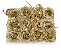 Gold Rose With Feather & Pearl String