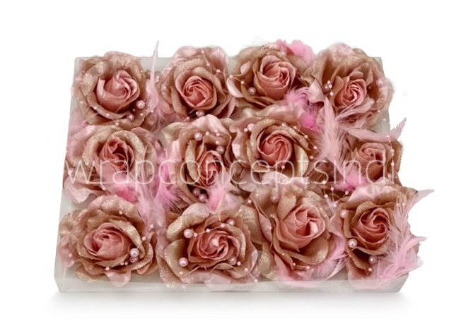 Blush Rose With Feather & Pearl String