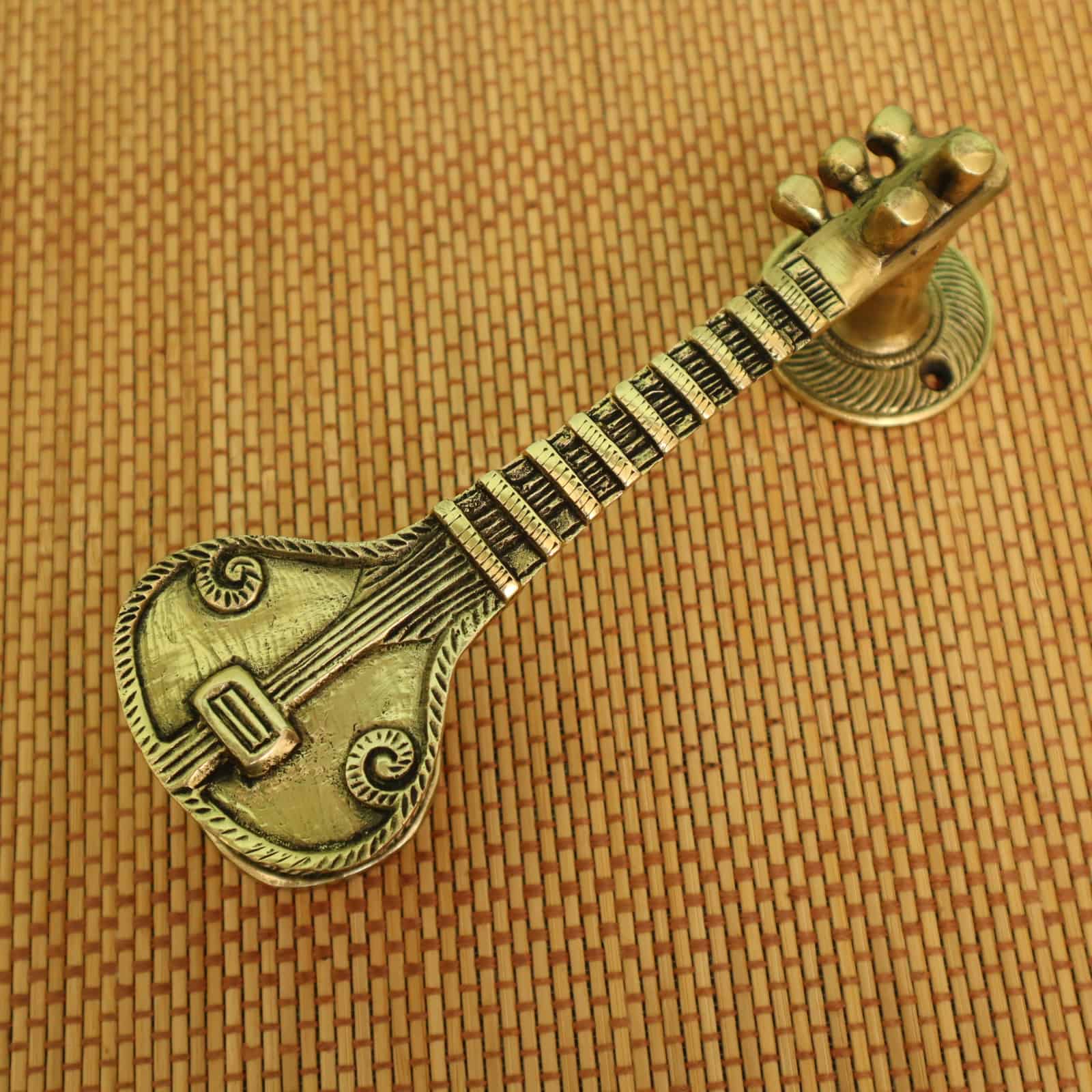 Brass Sitara door handle Sitara cabinet pull, Music door pulls - 7.5 inch Length