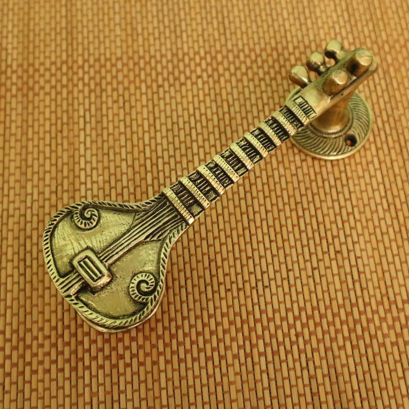 Brass Sitara door handle Sitara cabinet pull, Music door pulls - 7.5 inch Length