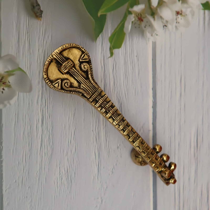 Brass Sitara door handle Sitara cabinet pulls, Music door pulls - 7.8 inch Length