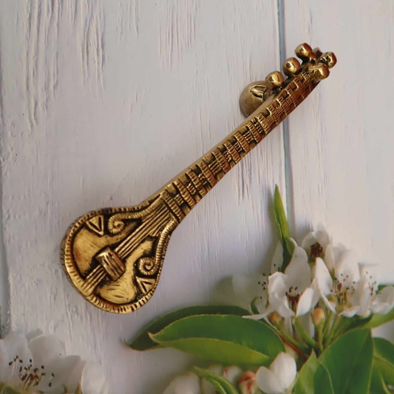 Brass Sitara door handle Sitara cabinet pulls, Music door pulls - 7.8 inch Length