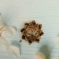 Brass Lotus Design Dhoop Dani - 4" Length | Exquisite Incense Burner