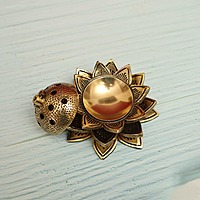 Brass Lotus Design Dhoop Dani - 4" Length | Exquisite Incense Burner