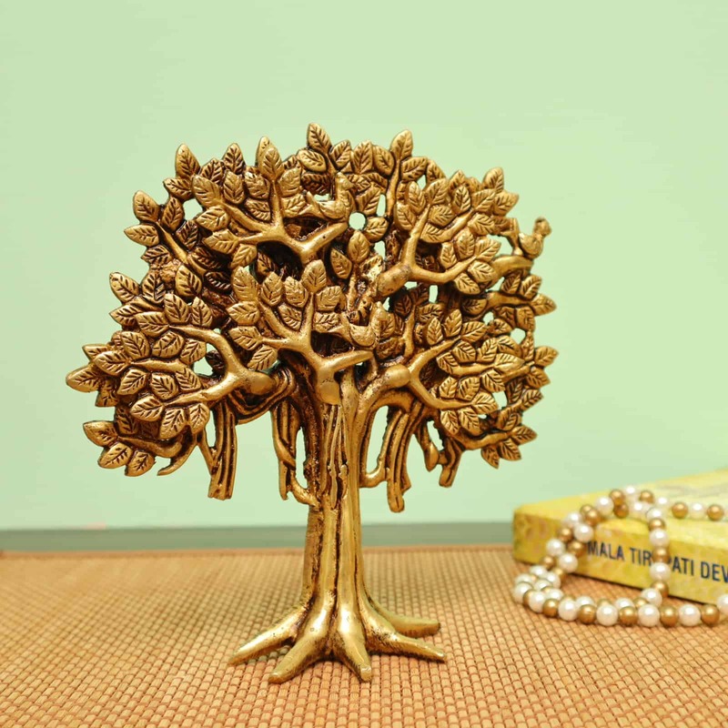 Brass Kalpavriksha Tree 7.5 inch Height - Fulfillment and Prosperity