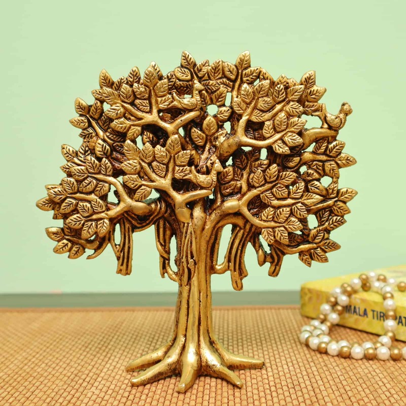Brass Kalpavriksha Tree 7.5 inch Height - Fulfillment and Prosperity