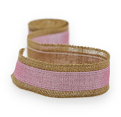 Jute Ribbon with Pink Metallic Centre