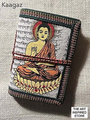 Kaagaz Handcrafted Pocket Notebook | 'Buddha' Print | Grey