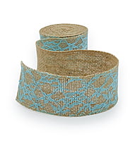 Natural Jute Ribbon with Blue Net Lace