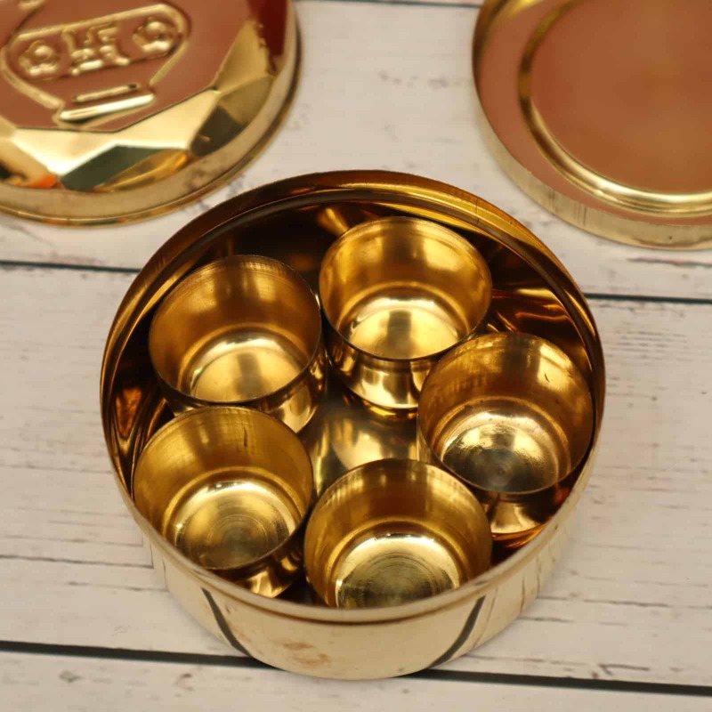 Brass Versatile Box with Bowls - Multipurpose Storage and Organizing Solution
