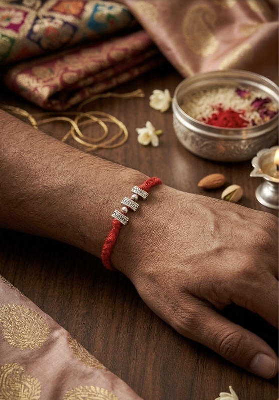 Red Silver Rakhi