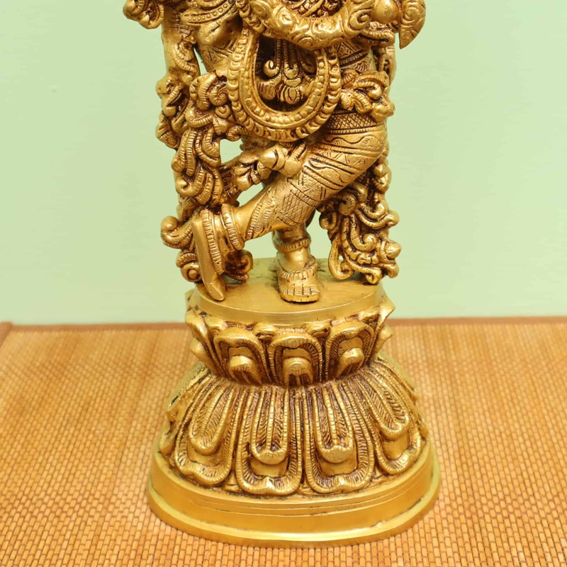 Brass Handmade Lord Krishna Statue Playing Flute - 21 inch Height
