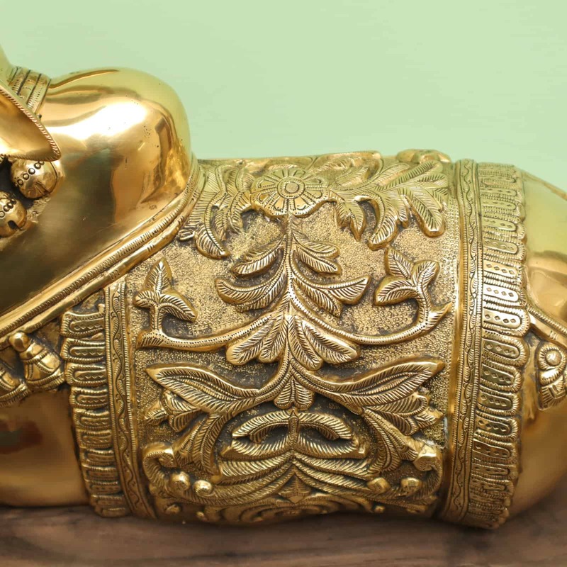 Brass Handmade Nandi Idol - 21 inch Length | Sacred Bull Statue